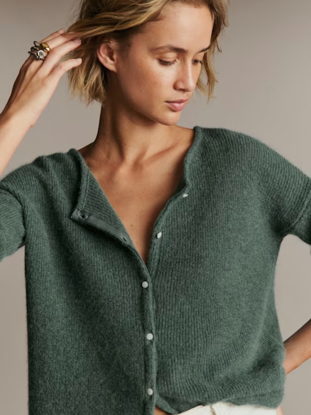 Sezane Gaspard Cardigan Sage - Size XS